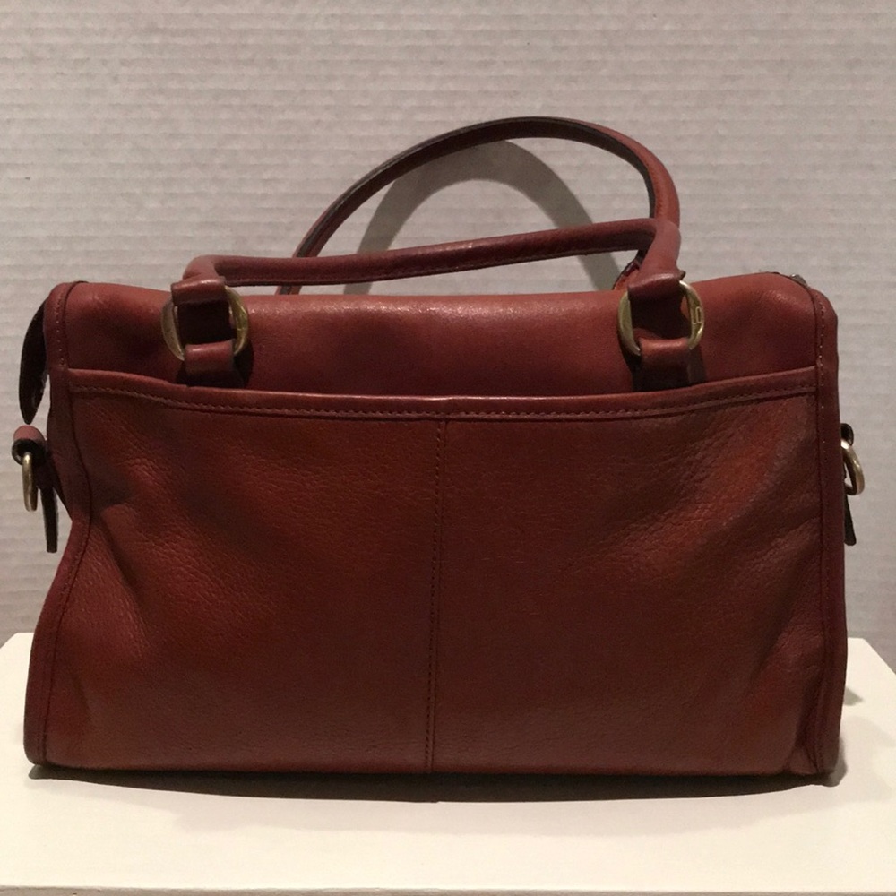 LC Liz Claiborne Brown Cowhide Leather Satchel - Picture 6 of 15